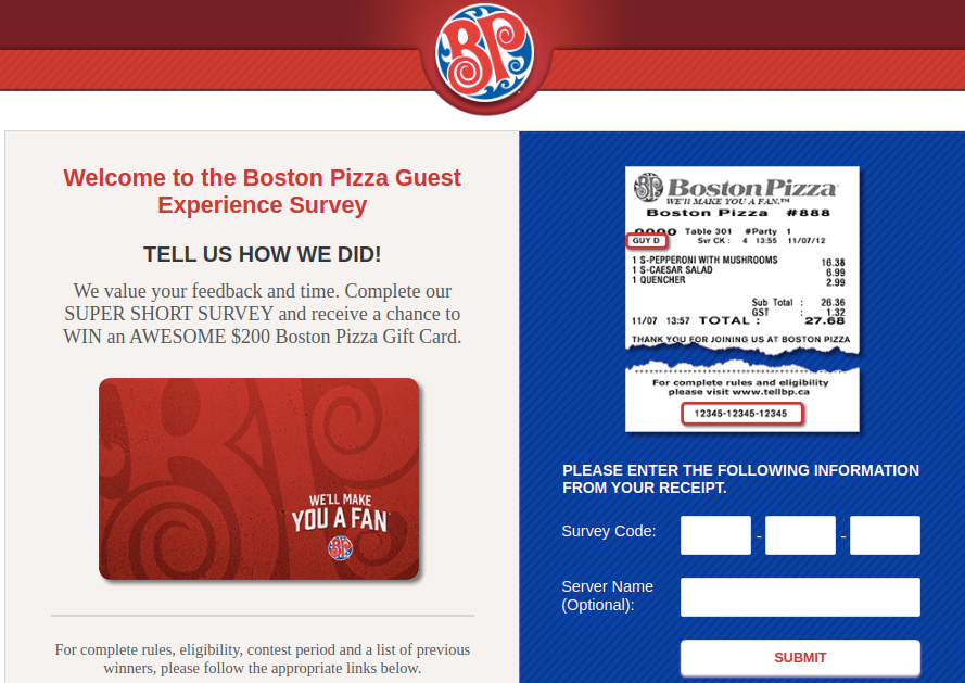 Boston Pizza Survey