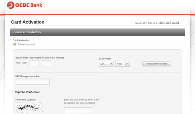 activate ocbc credit card