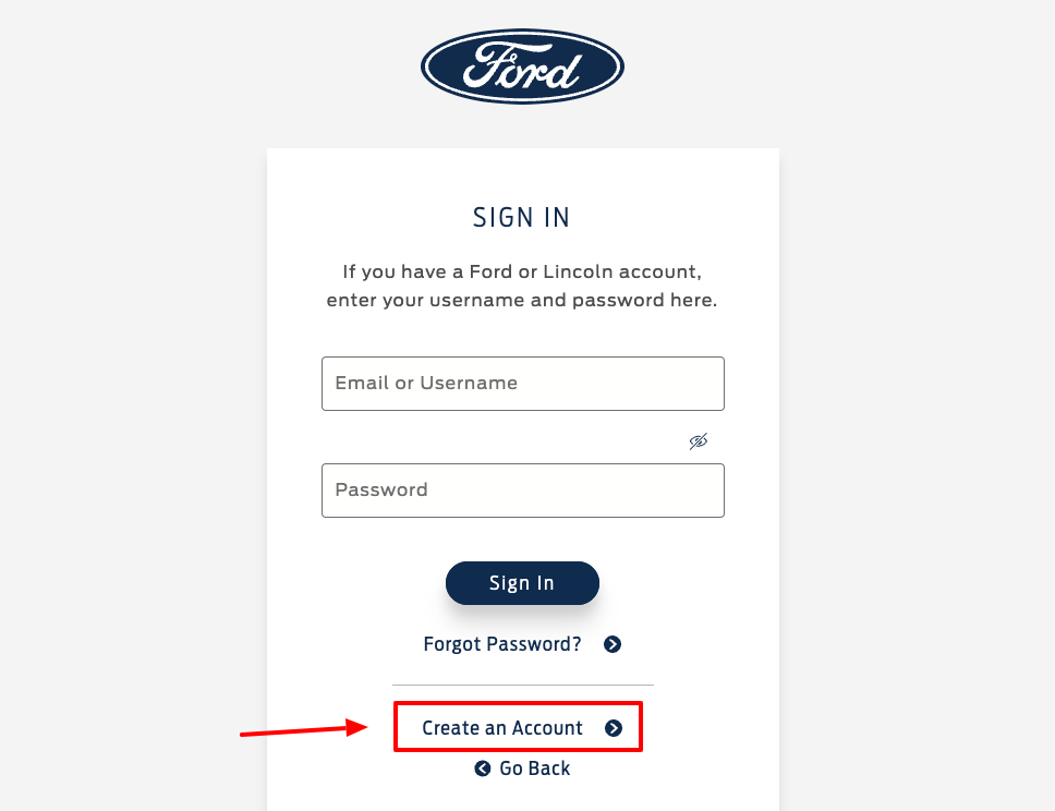 ford owner rewards create account