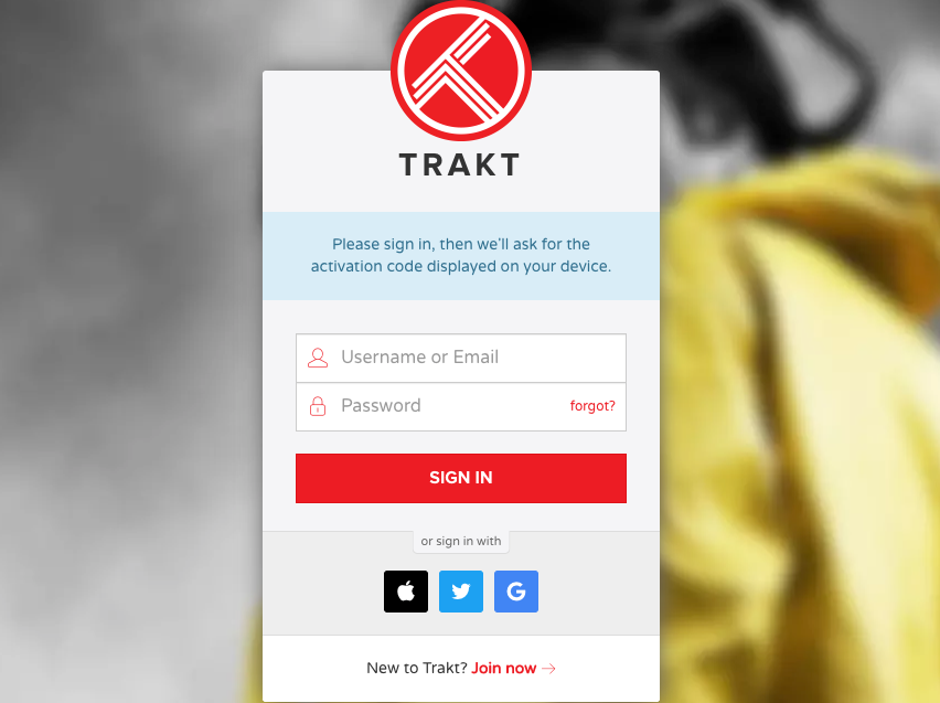 trakt tv login