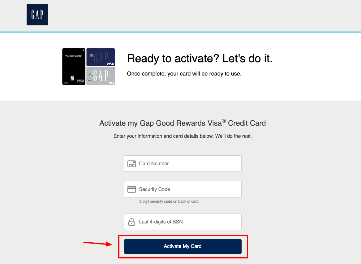 gap credit card activate