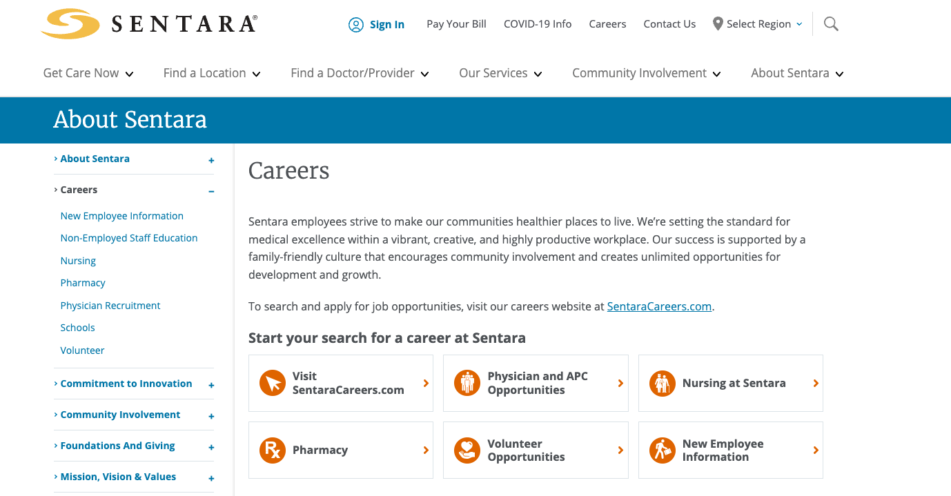 sentara careers