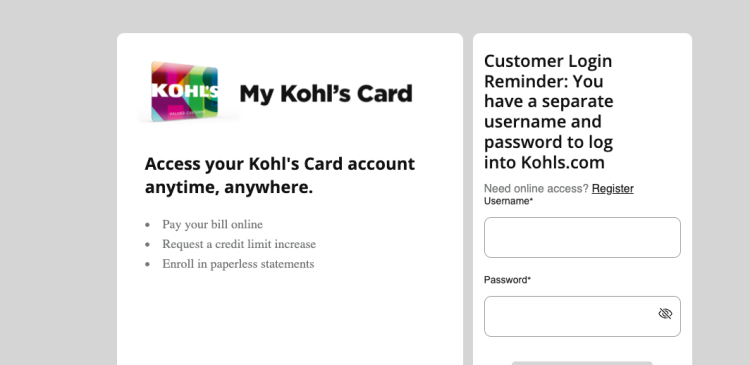 Kohl’s Credit Card Login tips