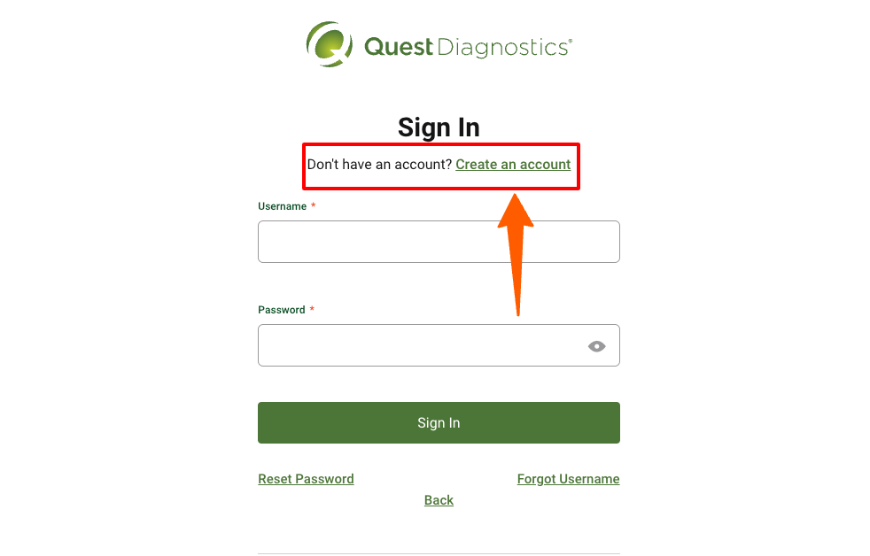 create your quest diagnostics login account
